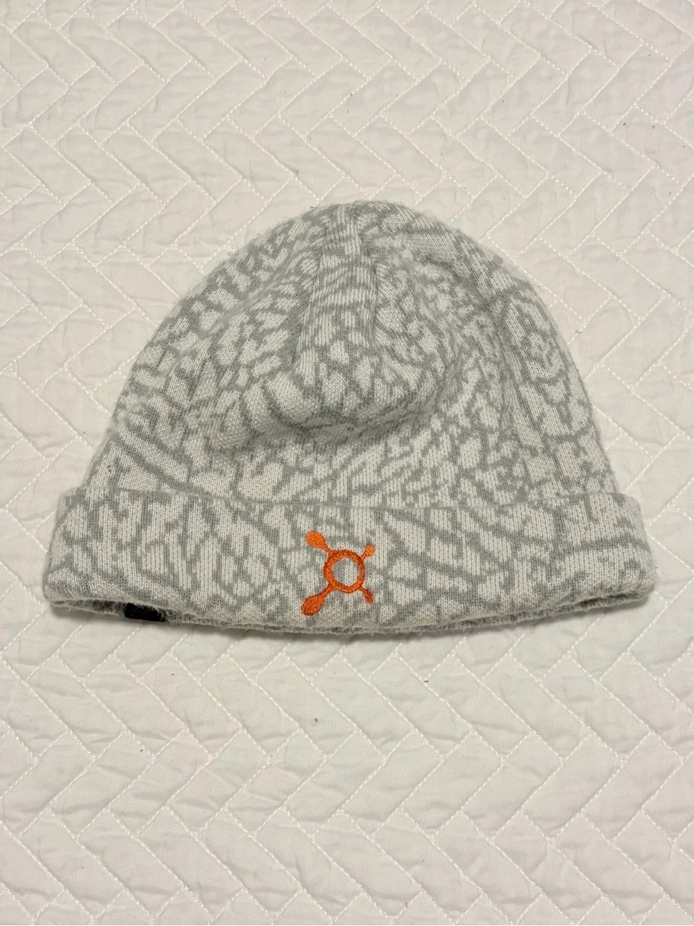 Jordan Orange Theory Light Gray Patterned Beanie with Orange Logo